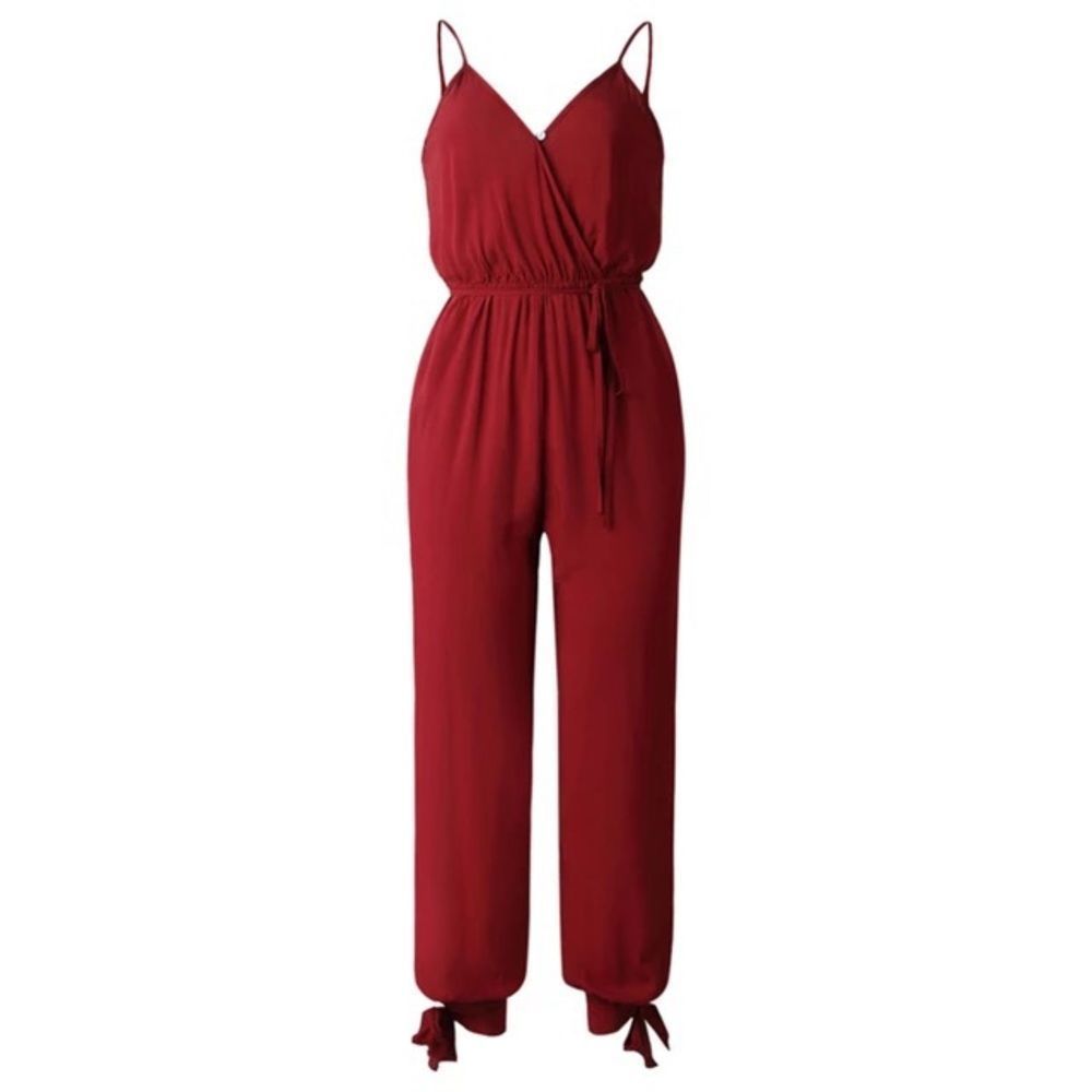 NWT Red Long Romper Jumpsuit - Picture 2 of 3